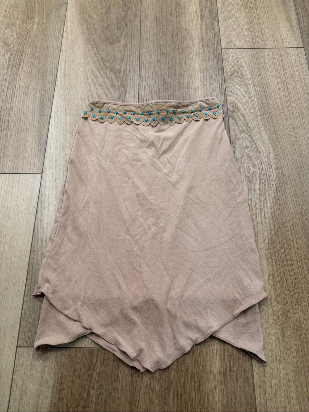 Amy Byer Women's Handkerchief Hem Skirt faux suede with Turquoise Detail